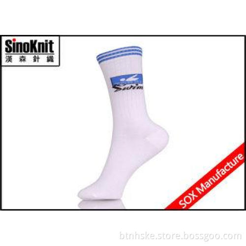 White Jacquard Cotton Sock Knitting Custom Basketball Sport